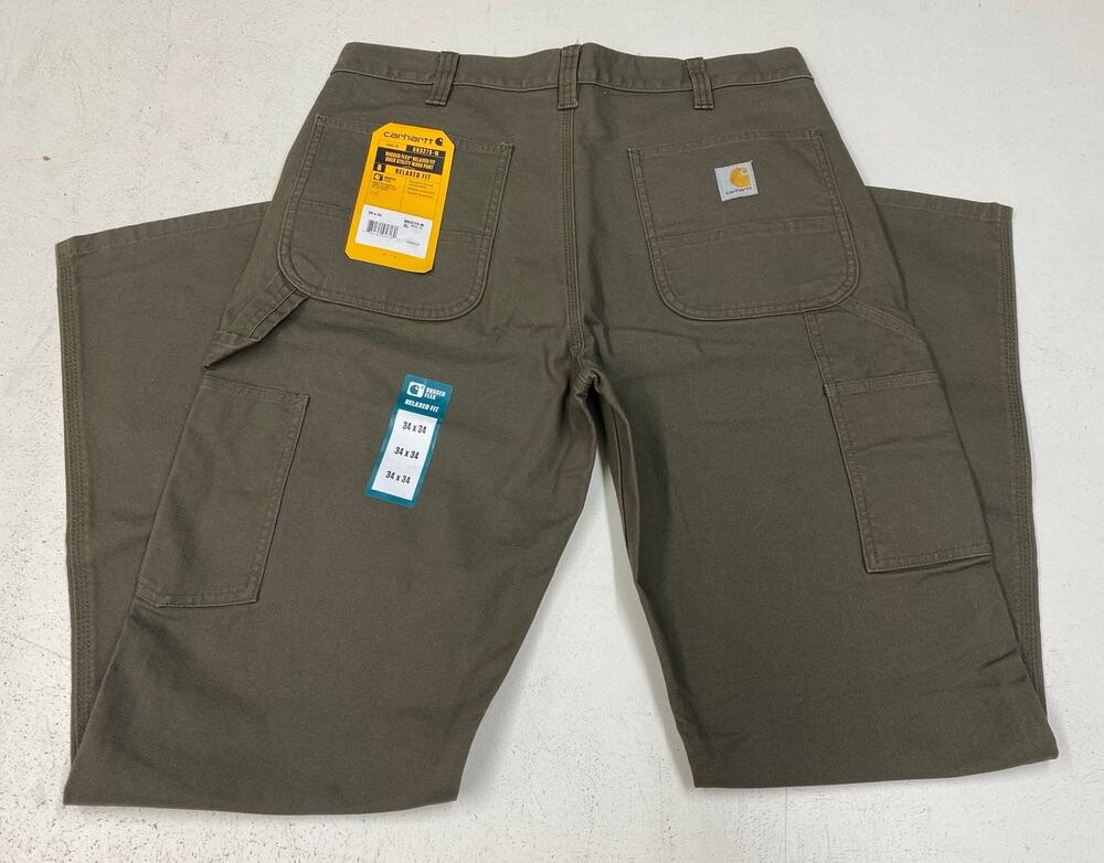 NEW Carhartt Relaxed Straight Rugged Flex Duck Dungaree canvas pants BN3279, 34